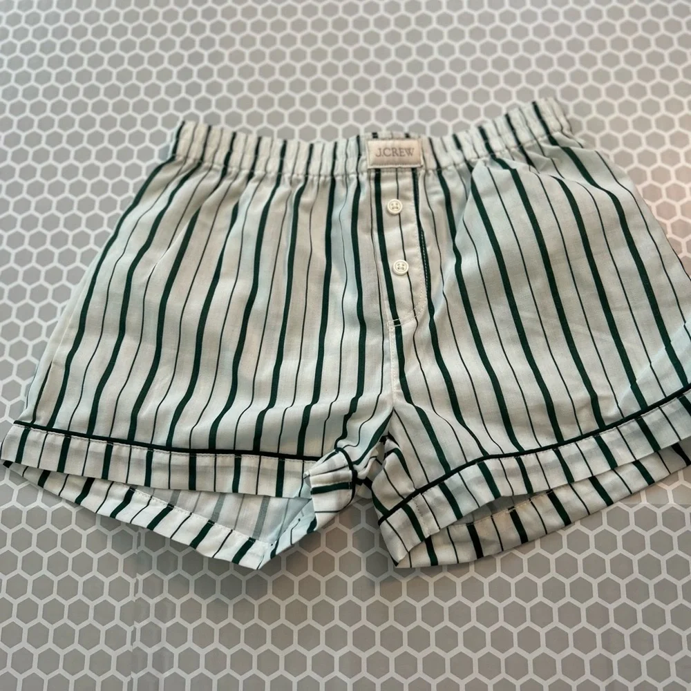 NWT J. Crew Kids Green and White Striped Pajama Set Size M (8-9) - Picture 4 of 8